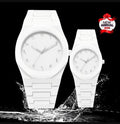 White Couple Watches Carbon Fiber Water Resistant Unisex