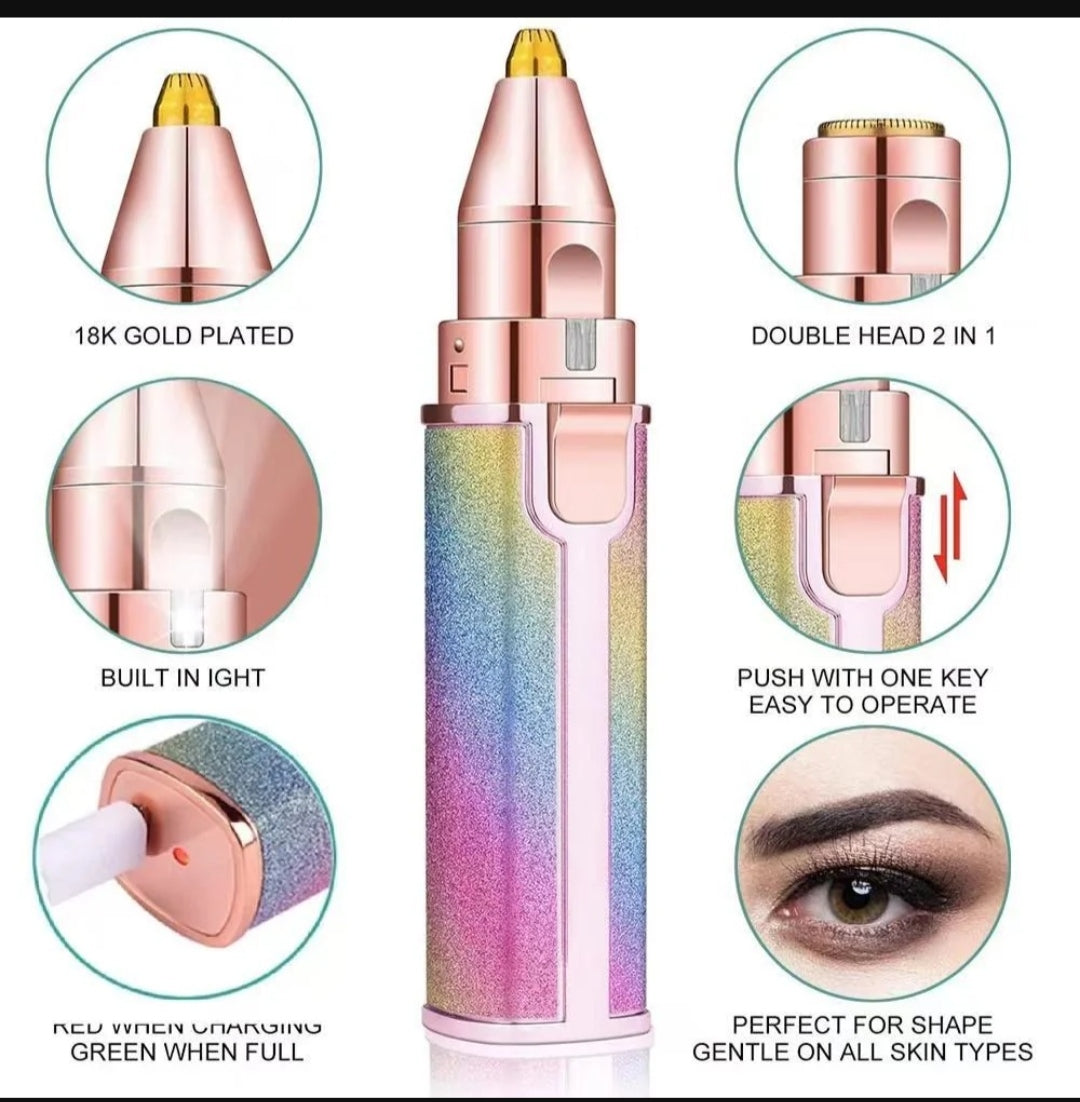 Rechargeable 2-in-1 Eyebrow Trimmer & Facial Shaver Multicolor  100 in Stock