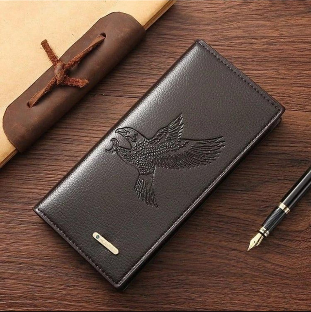 Men's Embossed Bird Leather Wallet