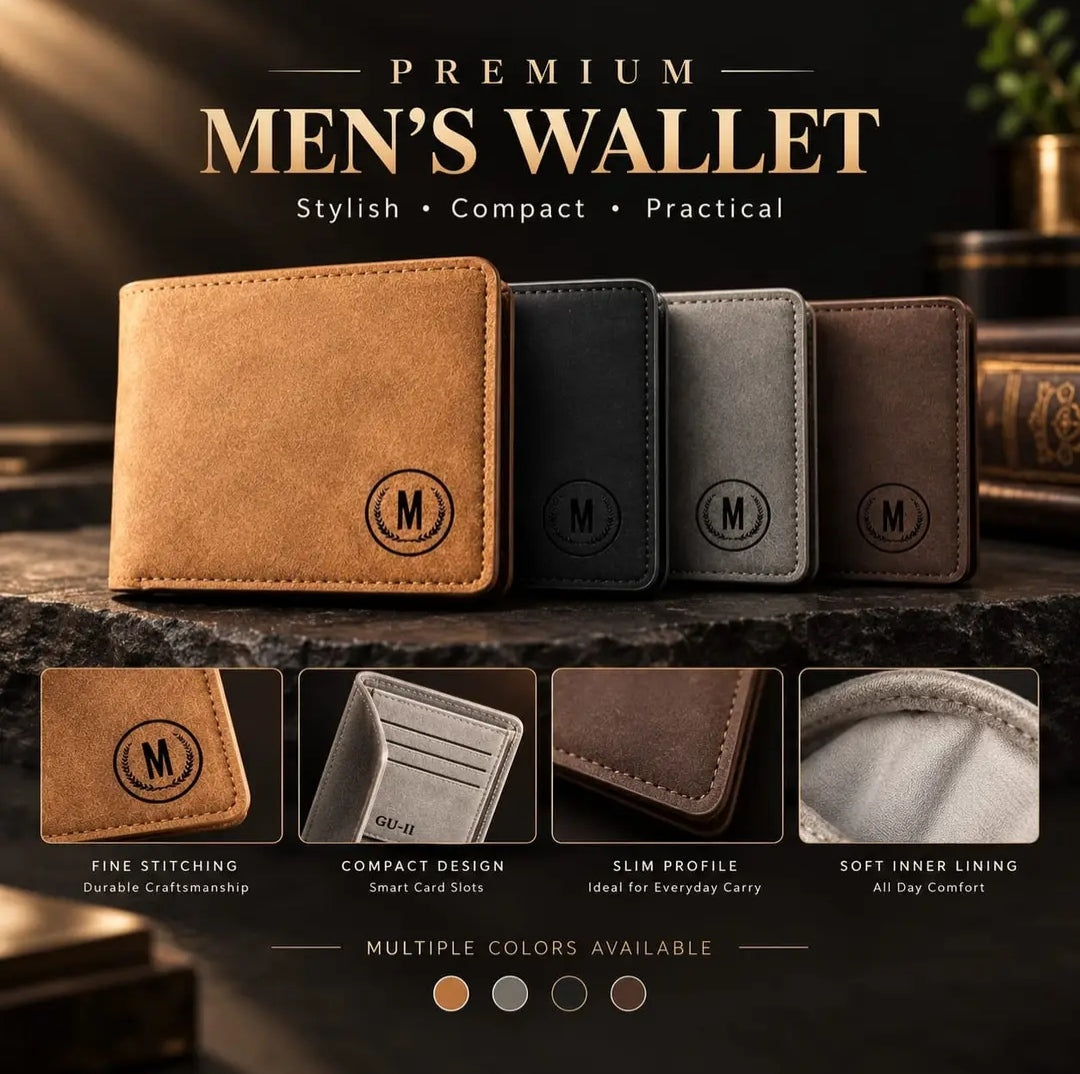 Men's Genuine Leather Wallet with Subtle Logo