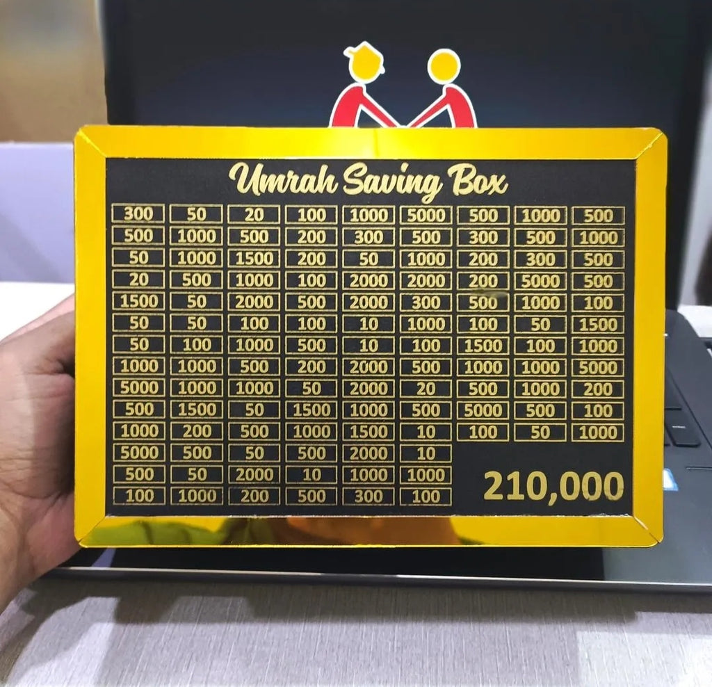 Umrah Savings Box Golden Black Wood 210k