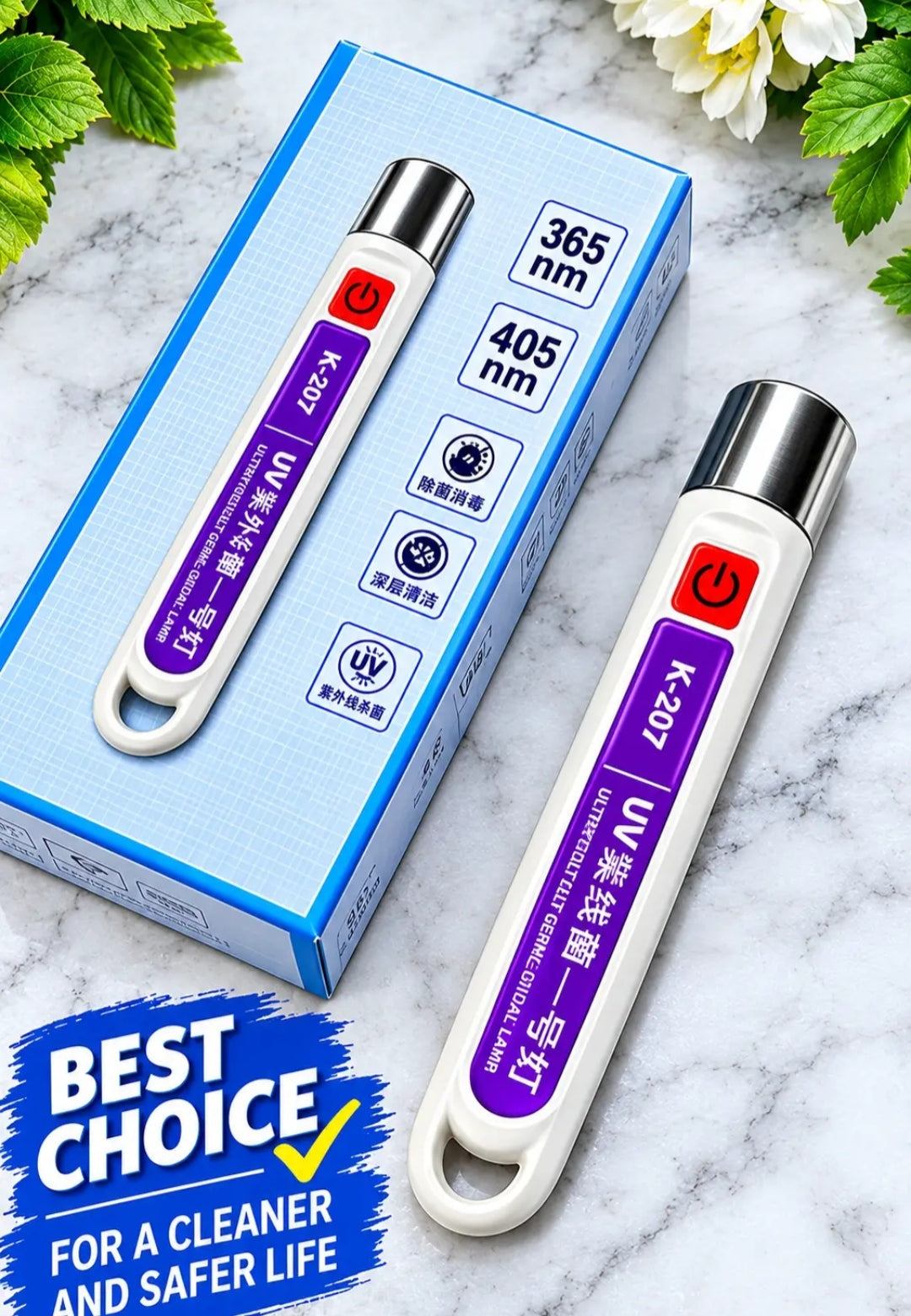 K-207 UV Glue Curing Light 365/405nm - Portable UV Light for Glass Repair, Jewelry, Electronics, Plastic & Acrylic Bonding