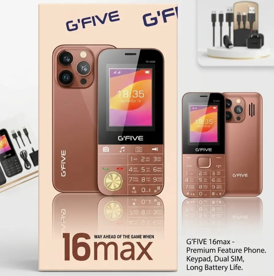 G'FIVE 16 Max Feature Phone - 4000mAh Battery, 2.4" Display, Digital Camera, FM Radio & Memory Card Support