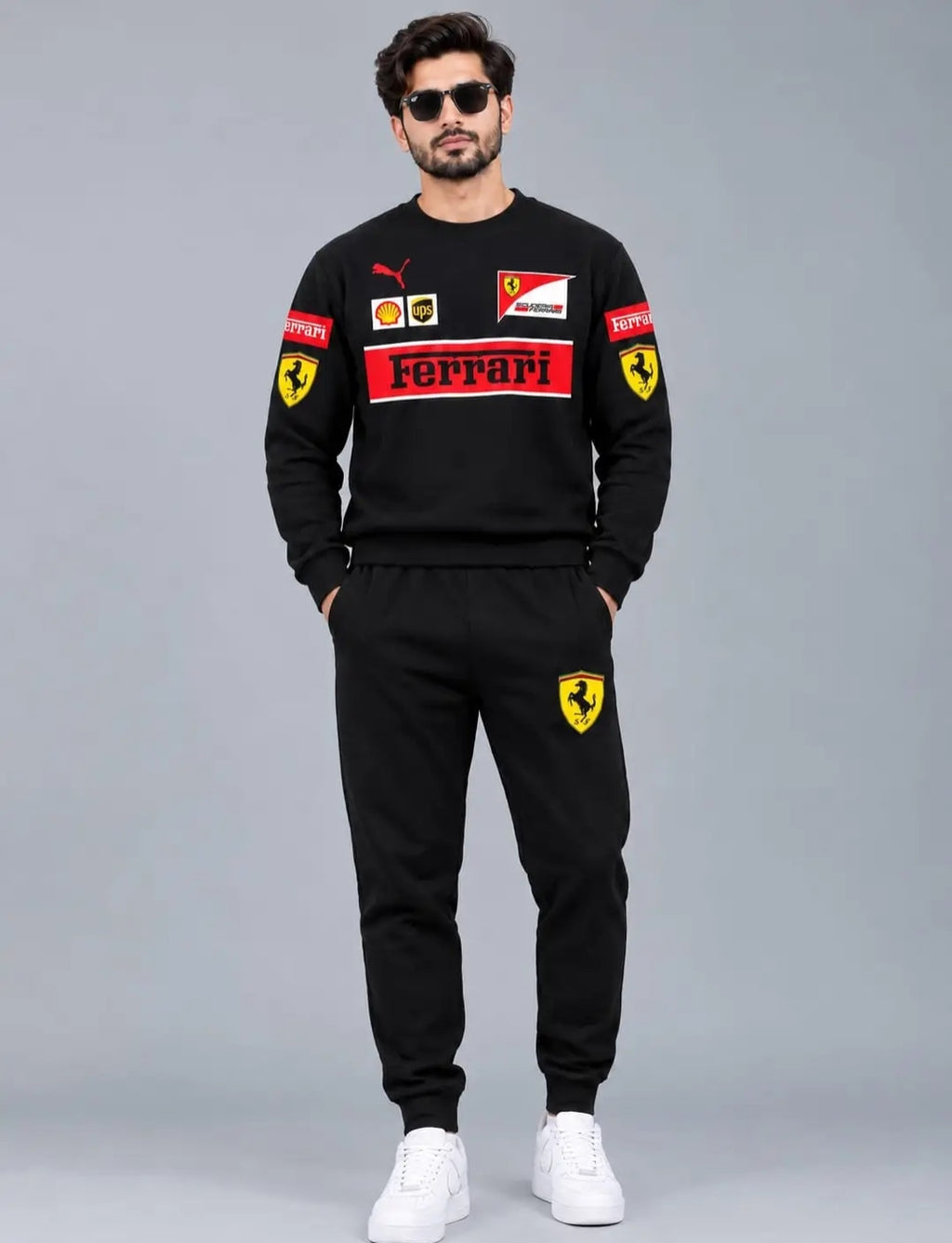 2 Pcs Men's Fleece Printed Sweatshirt Track Suit