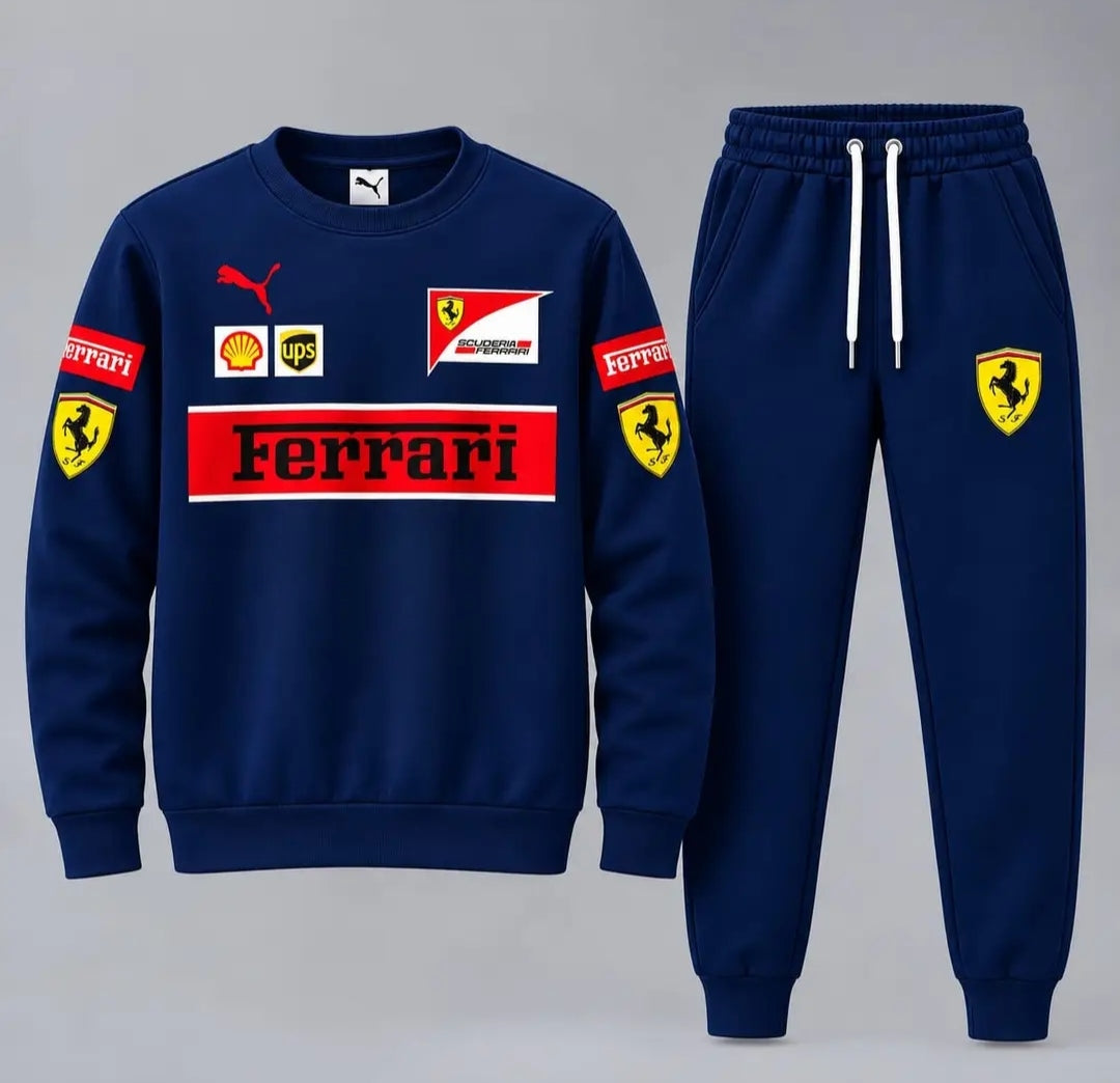 2 Pcs Men's Fleece Printed Sweatshirt Track Suit