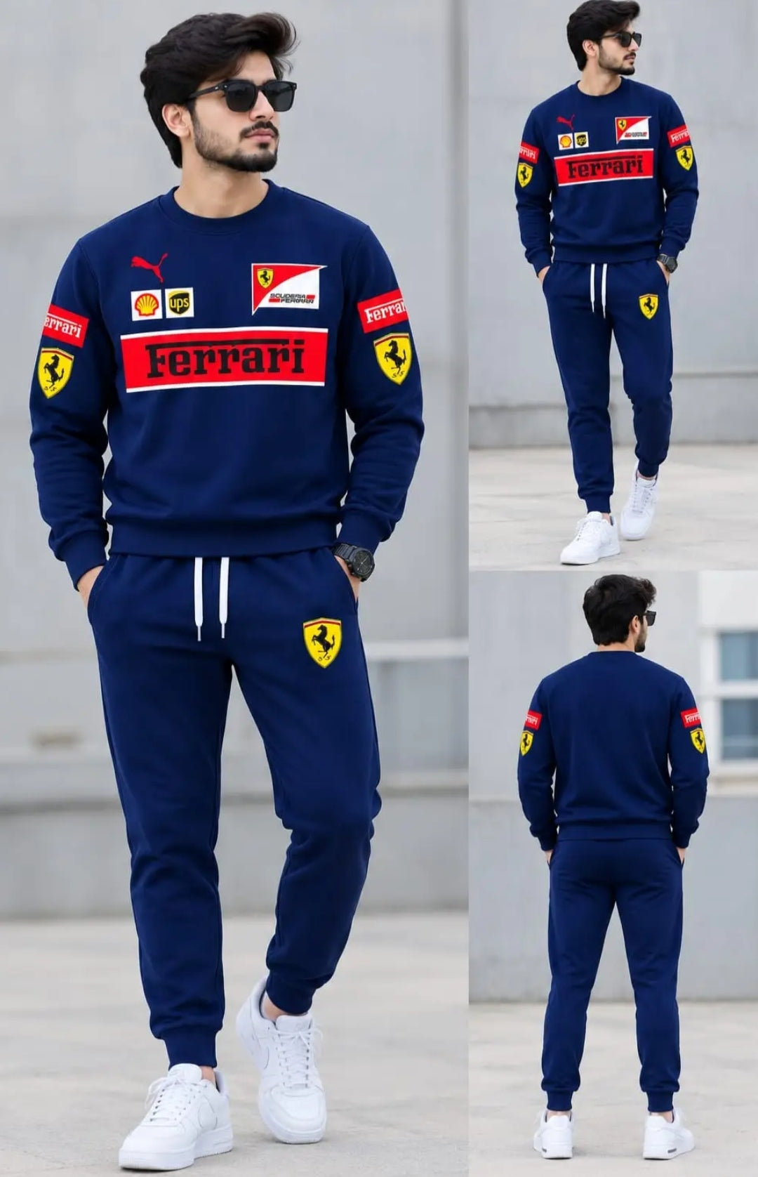 2 Pcs Men's Fleece Printed Sweatshirt Track Suit