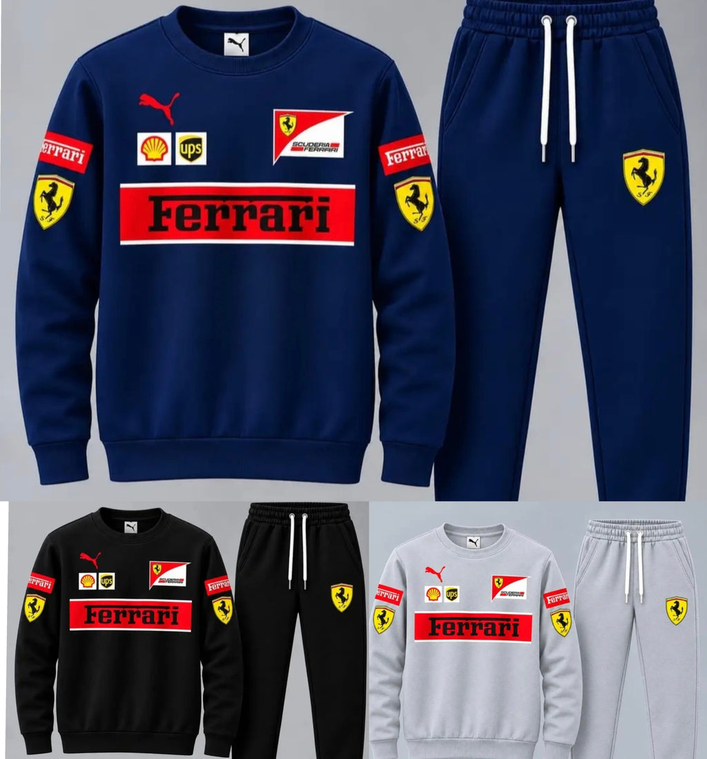 2 Pcs Men's Fleece Printed Sweatshirt Track Suit